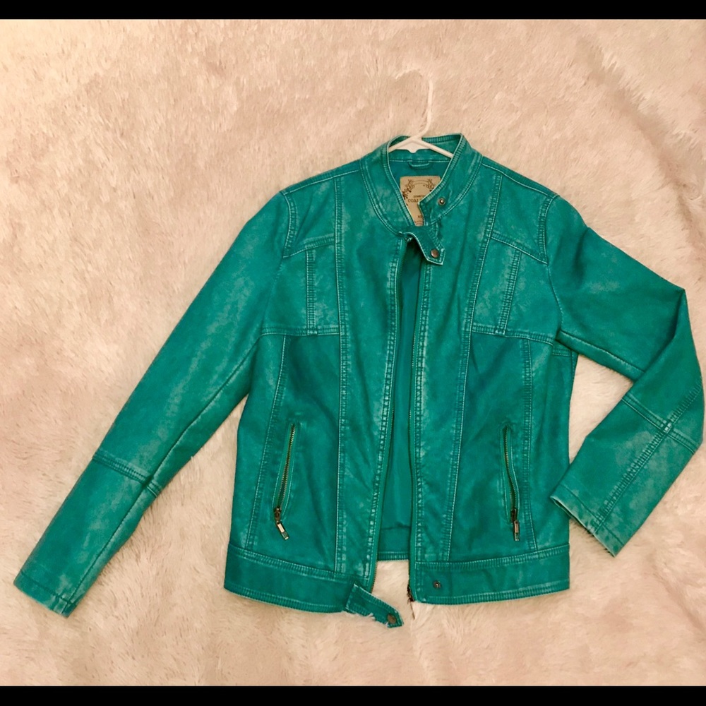Turquoise leather jacket boho western
